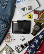 Charger l'image dans la galerie, Le porte carte - Cuir Noir et Cuir Grainé Noir