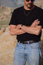 Charger l'image dans la galerie, Jonas - Ceinture Western en Cuir de veau Noir