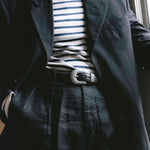 Charger l'image dans la galerie, Kayce - Ceinture Western en Cuir de Veau Noir