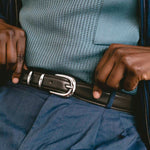 Charger l'image dans la galerie, Jonas - Ceinture Western en Cuir de veau Marron