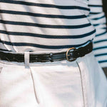 Charger l'image dans la galerie, Monica - Ceinture en Cuir Noir avec motif tressé