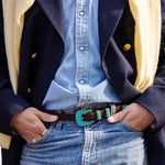 Charger l'image dans la galerie, Walker - Ceinture Western en Cuir de veau Marron