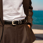 Charger l'image dans la galerie, Jonny - Ceinture Western en Cuir de Veau Noir