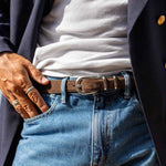 Charger l'image dans la galerie, Jonas - Ceinture Western en Daim Marron