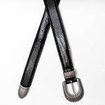 Charger l'image dans la galerie, Kayce - Ceinture Western en Cuir de Veau Noir