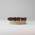 Charger l'image dans la galerie, Mike - Ceinture en Cuir Bordeaux et Coton Beige