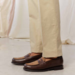 Charger l'image dans la galerie, Penny Loafer - Chaussures Mocassin Cuir Marron et Daim Kaki