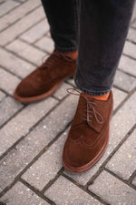 Charger l'image dans la galerie, Brogues - Chaussures Derby Daim Marron Noisette