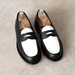 Charger l'image dans la galerie, Penny Loafer - Chaussures Mocassin Cuir Noir et Blanc