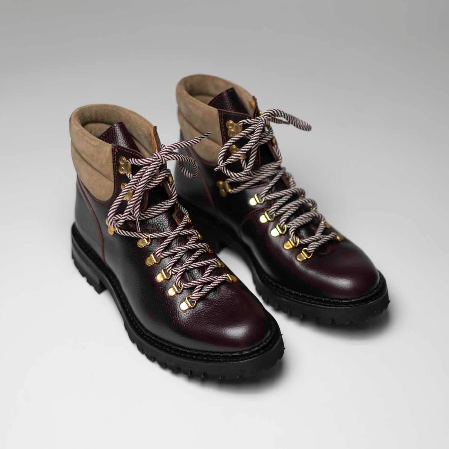 Cliff - Chaussures Hiking Boots Cuir Grainé Bordeaux - Crochets dorés