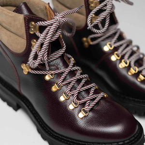 Cliff - Chaussures Hiking Boots Cuir Grainé Bordeaux - Crochets dorés