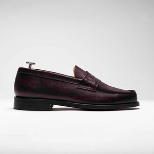 Peter A. - Chaussures Mocassin Cuir Grainé Bordeaux