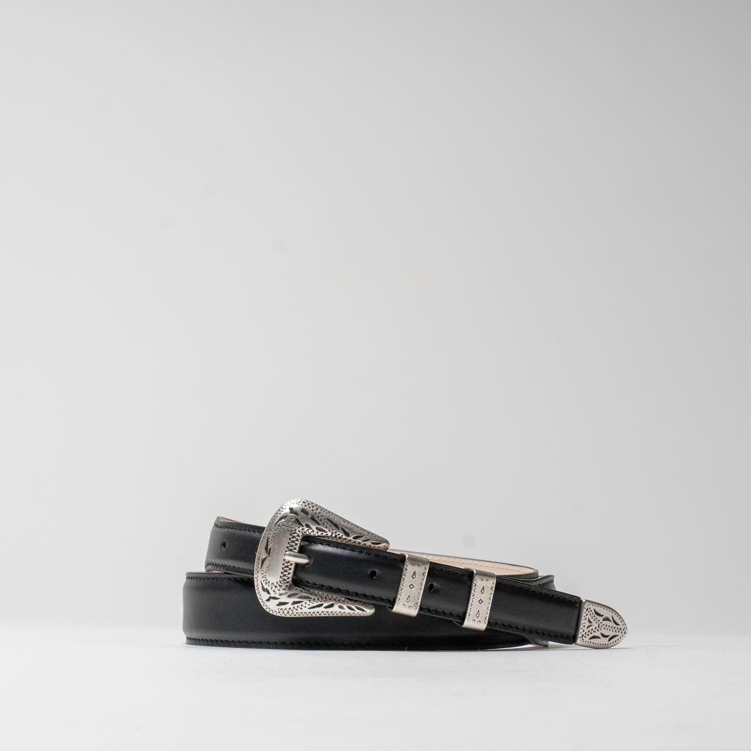 Jesse - Ceinture Western Cuir Noir