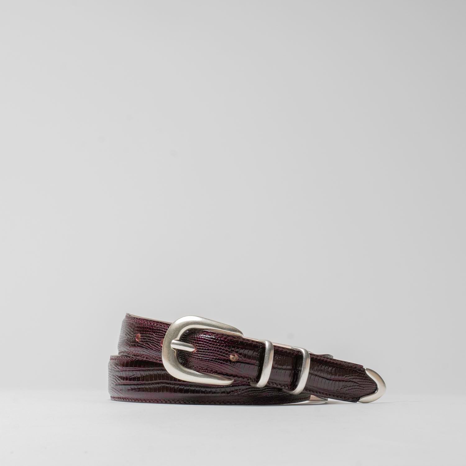 Jonny - Ceinture Western en Cuir de Veau Bordeaux