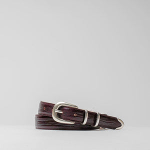 Jonny - Ceinture Western en Cuir de Veau Bordeaux