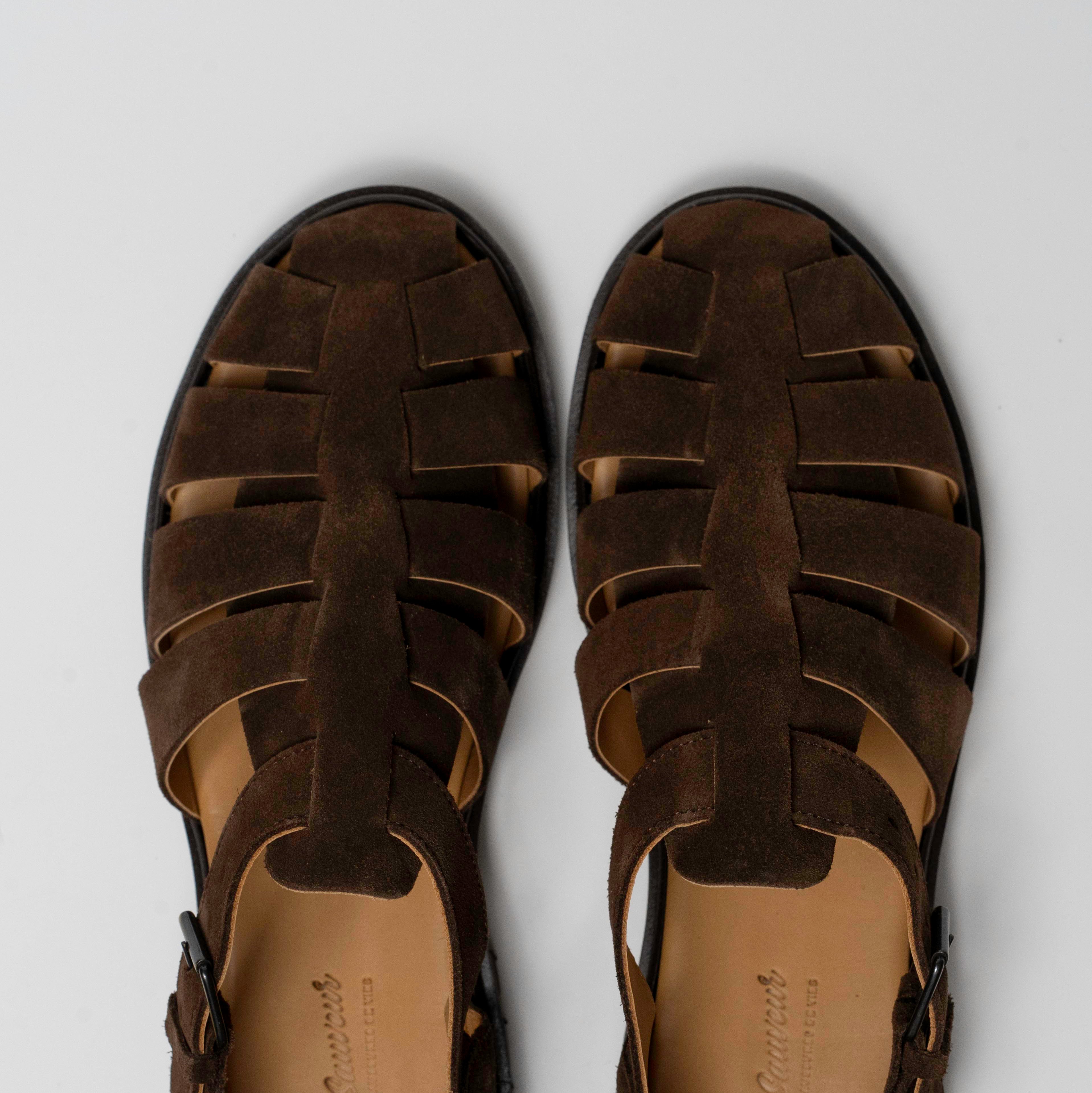 Fisherman - Sandale en daim marron foncé