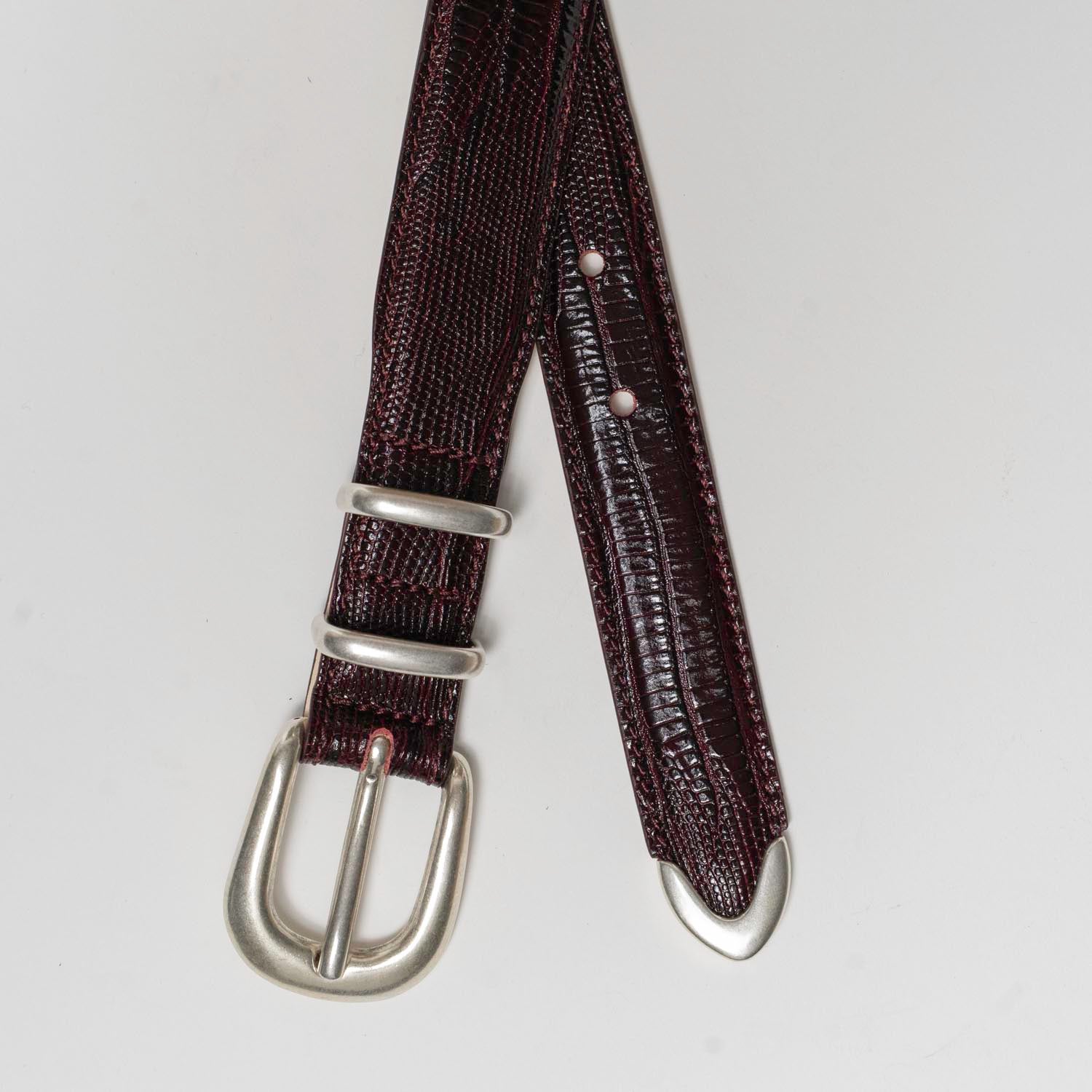 Jonny - Ceinture Western en Cuir de Veau Bordeaux