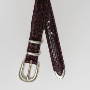 Jonny - Ceinture Western en Cuir de Veau Bordeaux