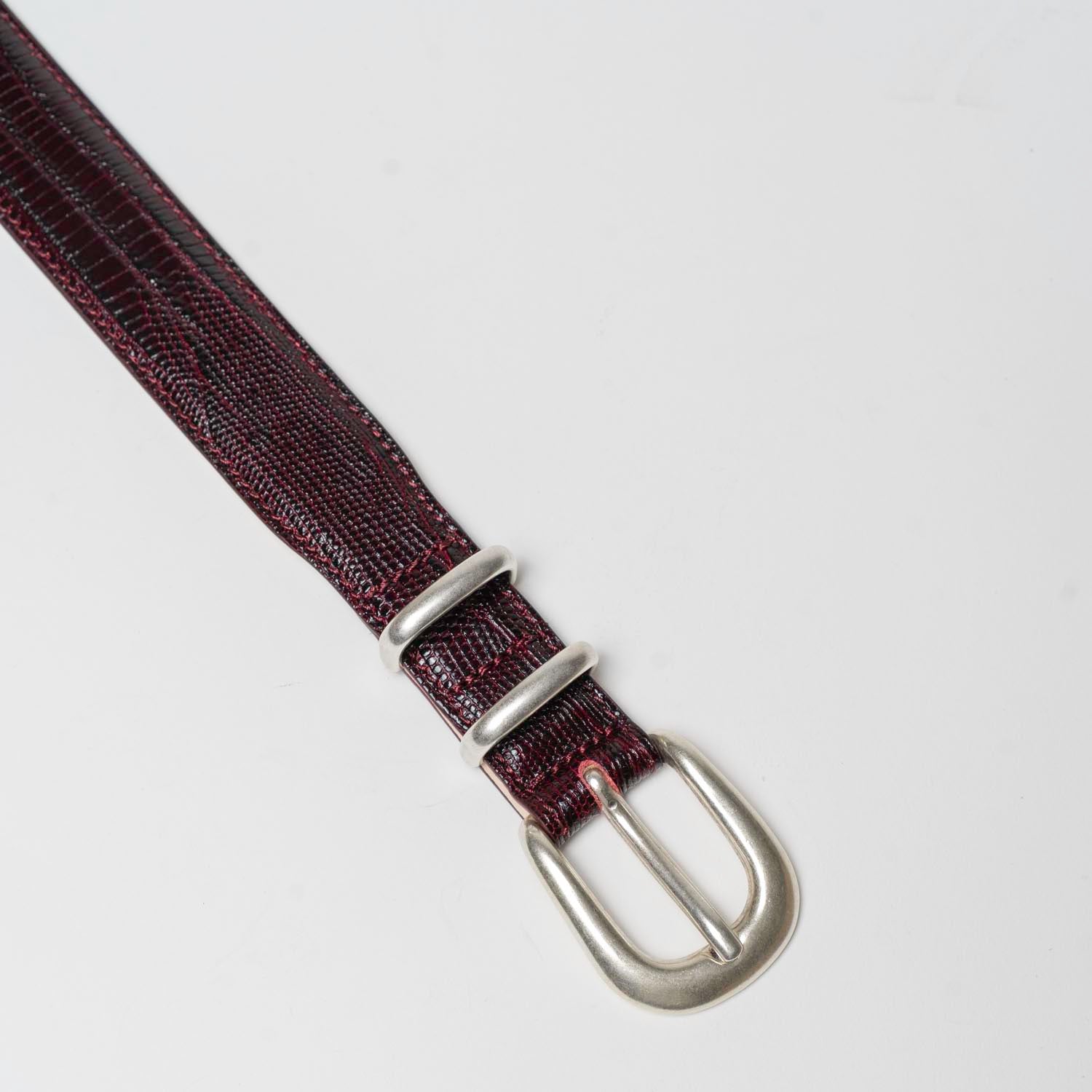 Jonny - Ceinture Western en Cuir de Veau Bordeaux