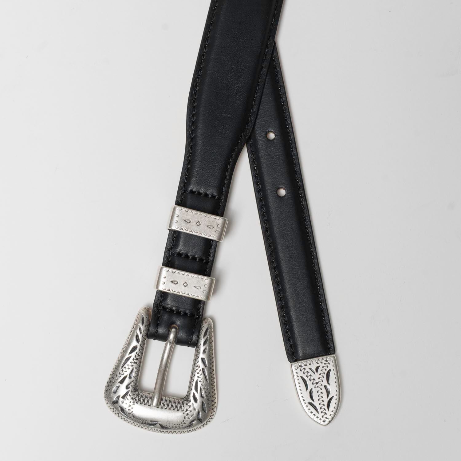 Jesse - Ceinture Western Cuir Noir