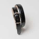 Charger l&#39;image dans la galerie, Tony - Ceinture Cuir Croco Noir
