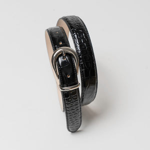 Tony - Ceinture Cuir Croco Noir
