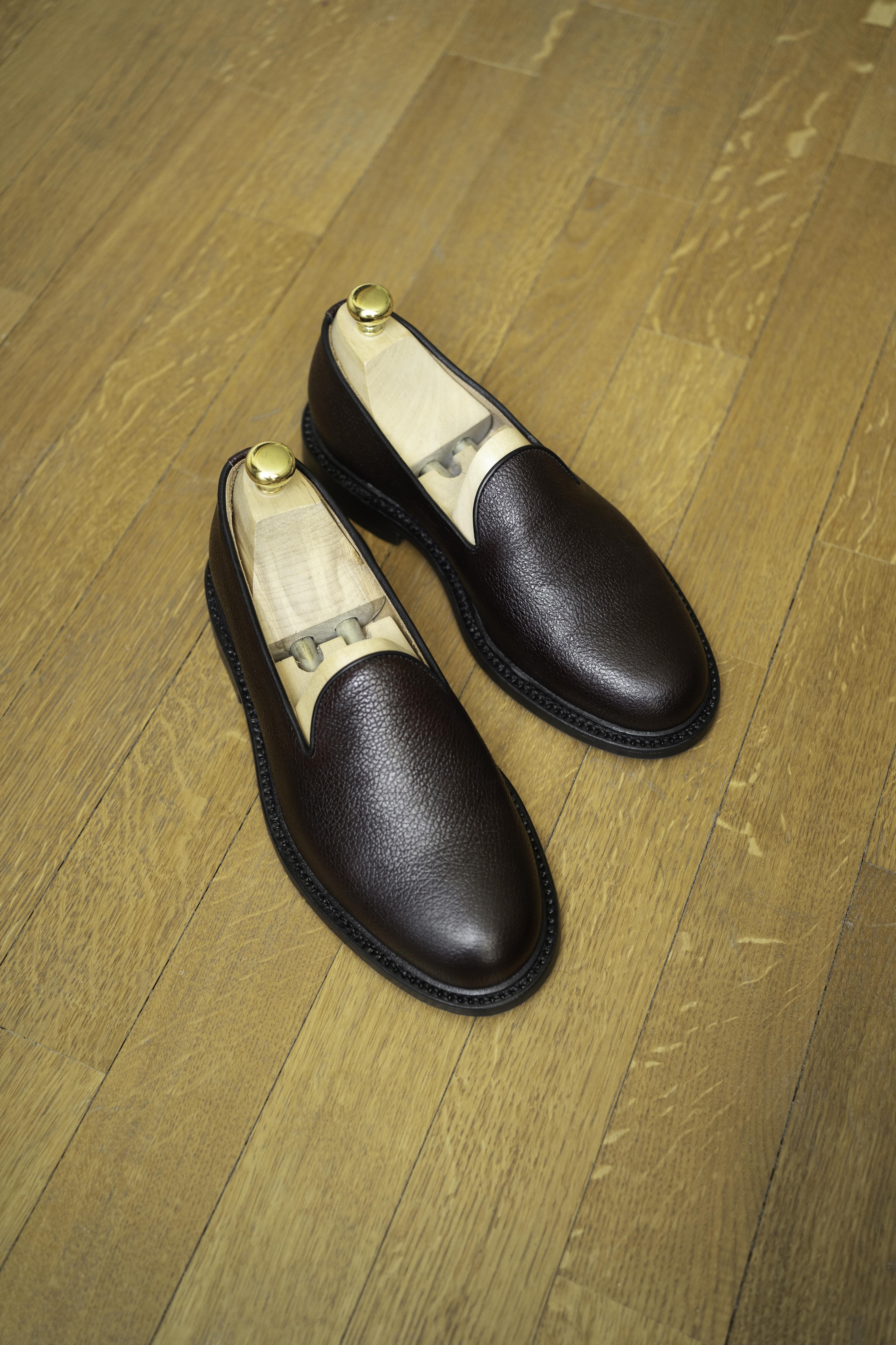Slipper - Chaussures Cuir Grainé Bordeaux