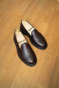Slipper - Chaussures Cuir Grainé Bordeaux