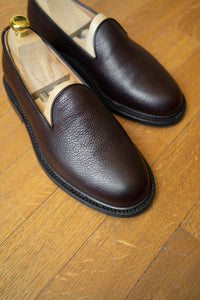 Slipper - Chaussures Cuir Grainé Bordeaux