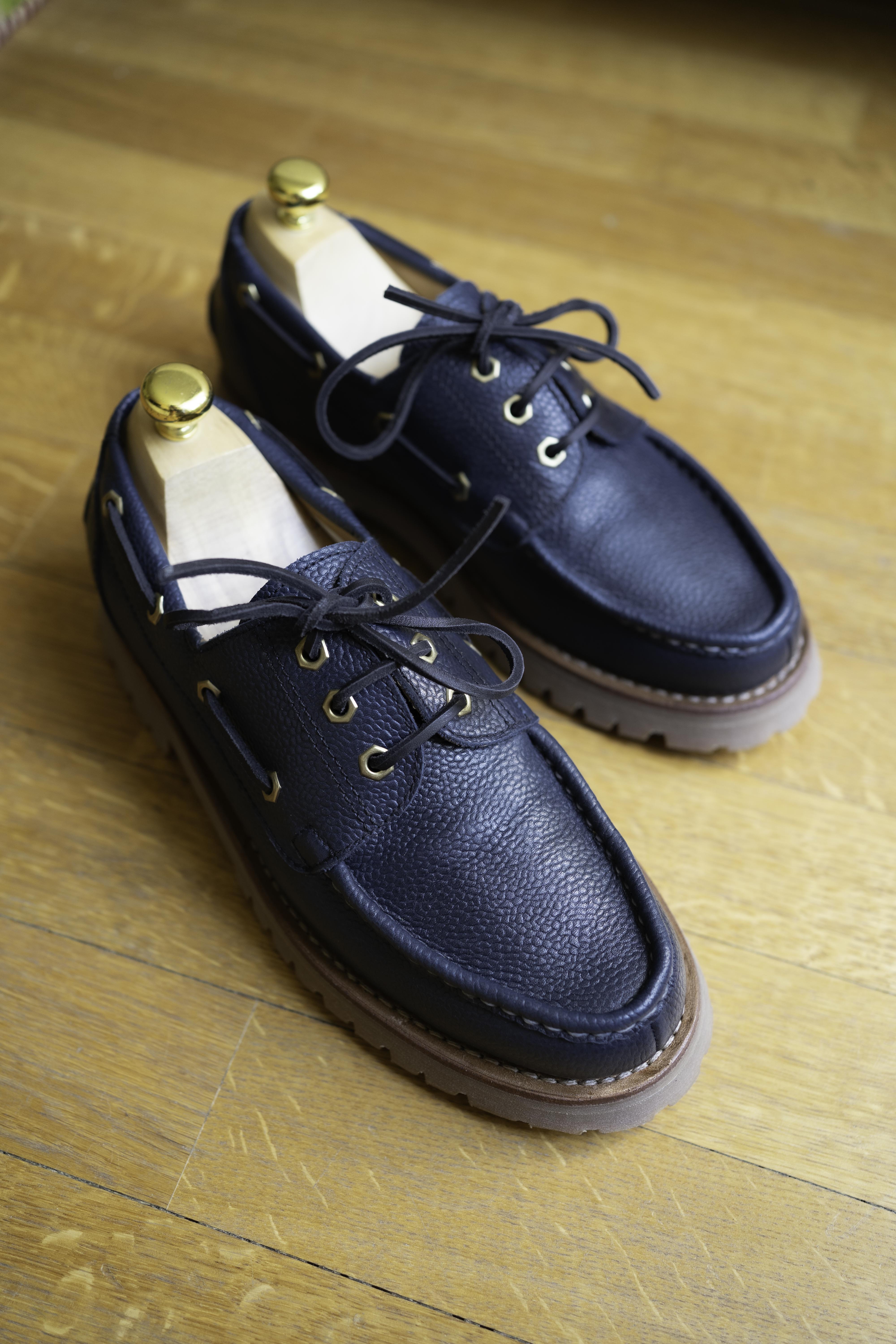 Deck - Chaussures Bateau Cuir Grainé Marine