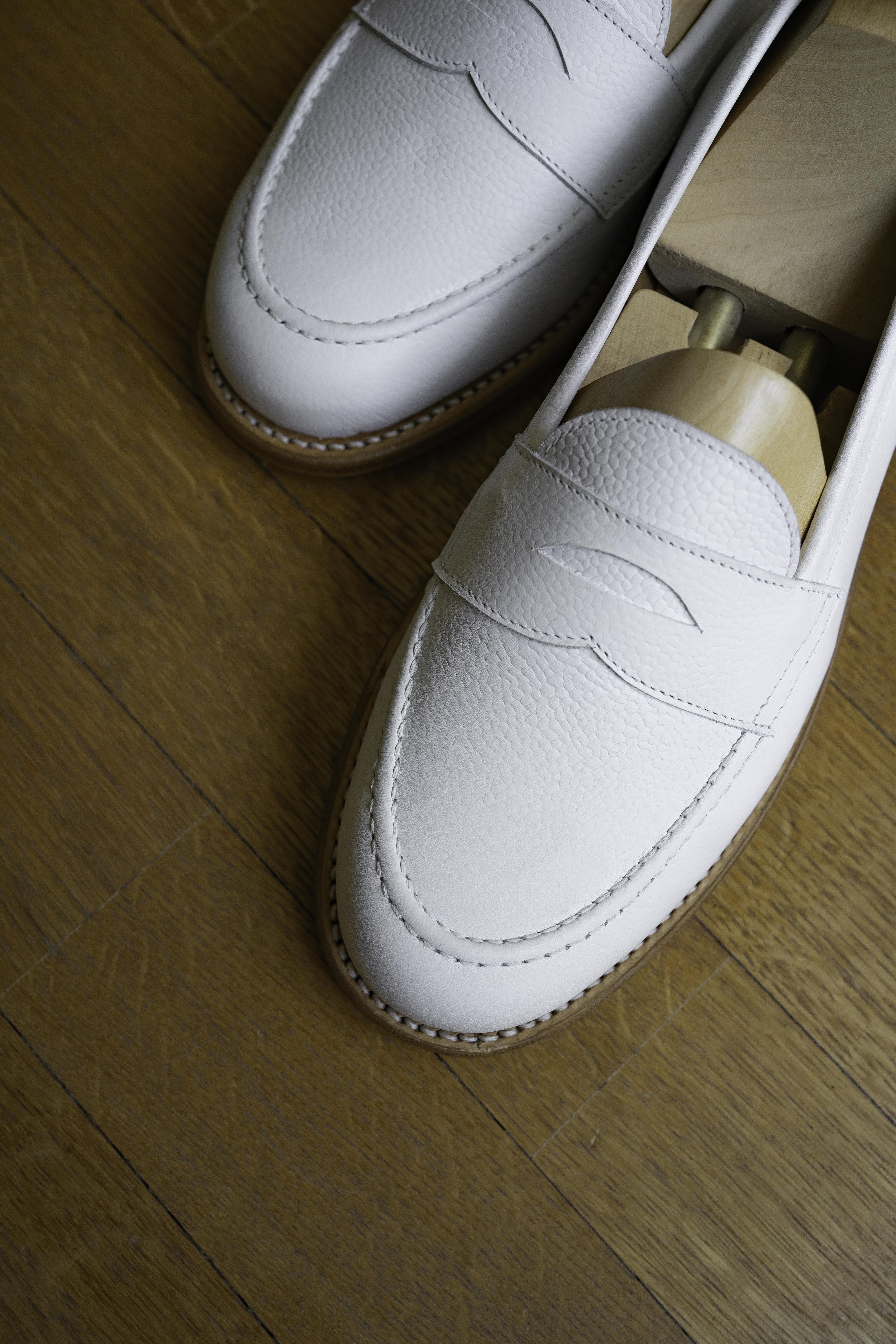 Winston - Chaussures Mocassin Cuir Grainé Blanc