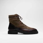 Charger l&#39;image dans la galerie, Miller - Chaussures Boots Cuir Grainé Marron et Suede Taupe
