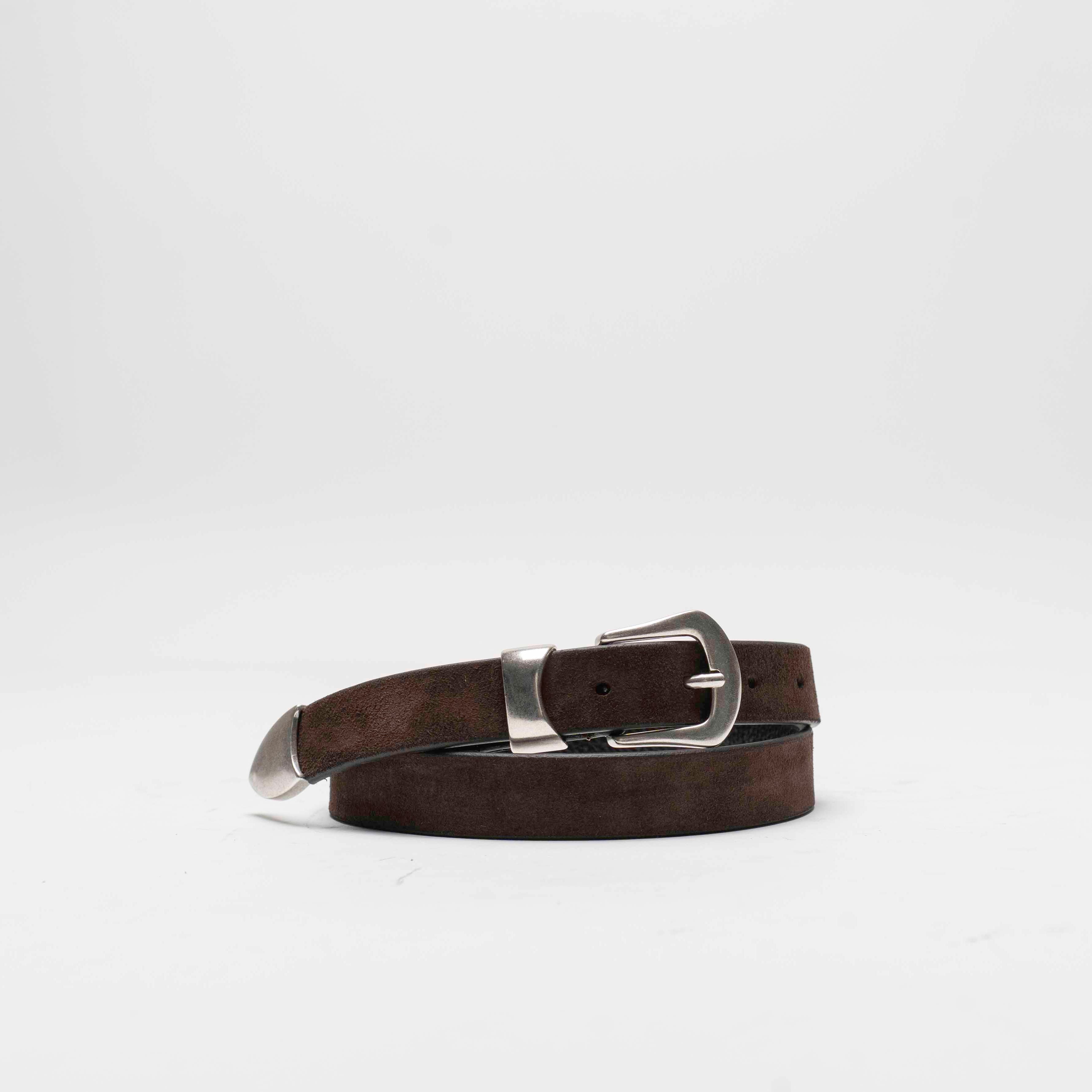 Jason - Ceinture Western en Cuir de veau daim Marron