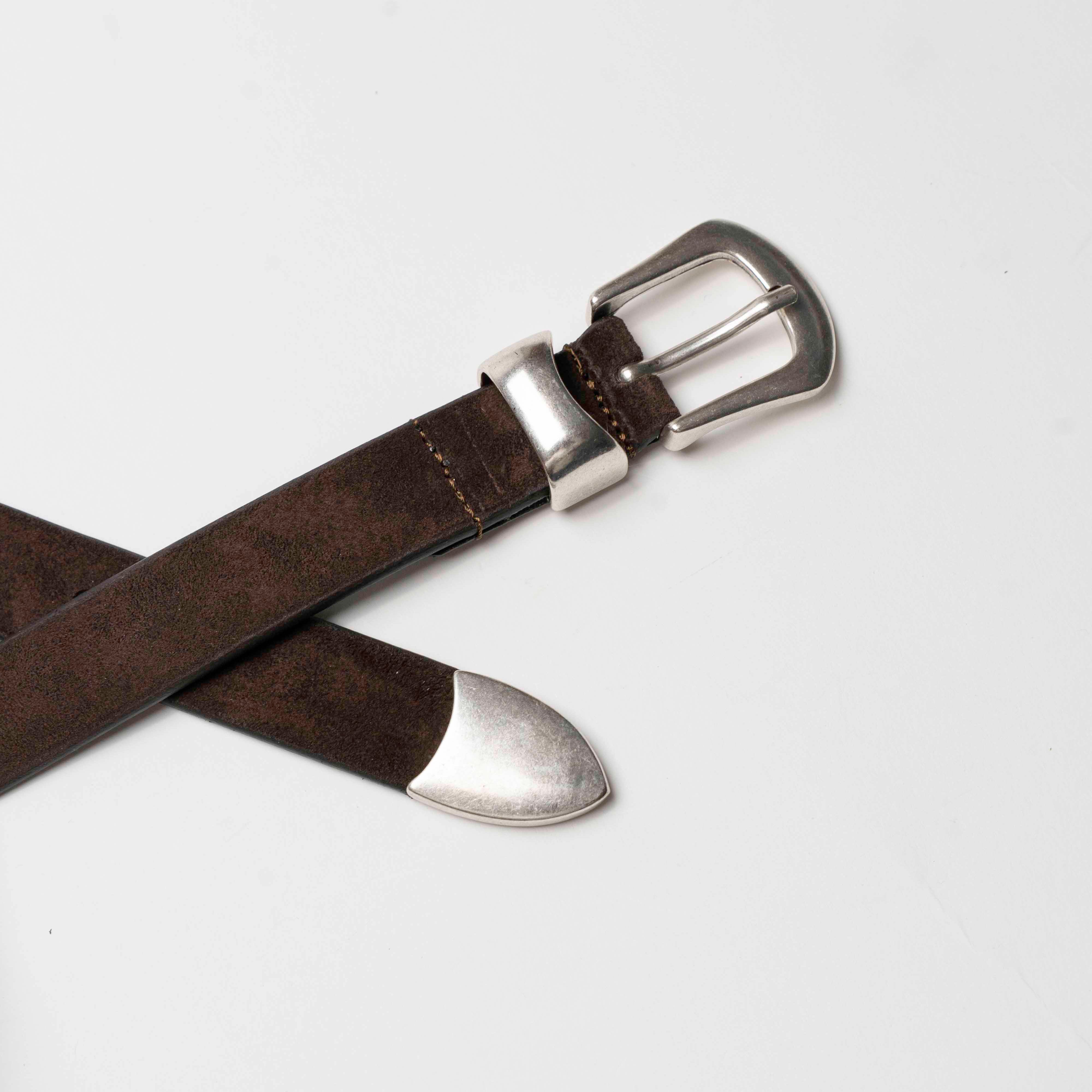 Jason - Ceinture Western en Cuir de veau daim Marron