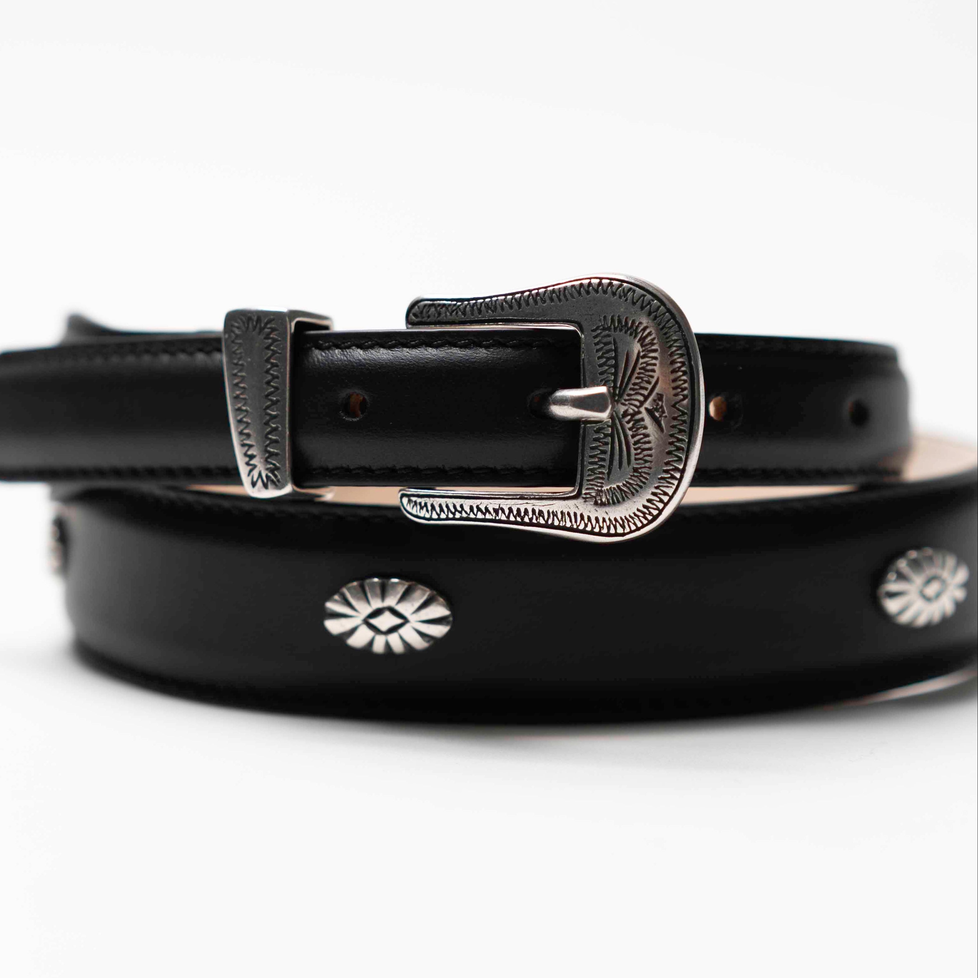 Carter - Ceinture Western en Cuir Noir