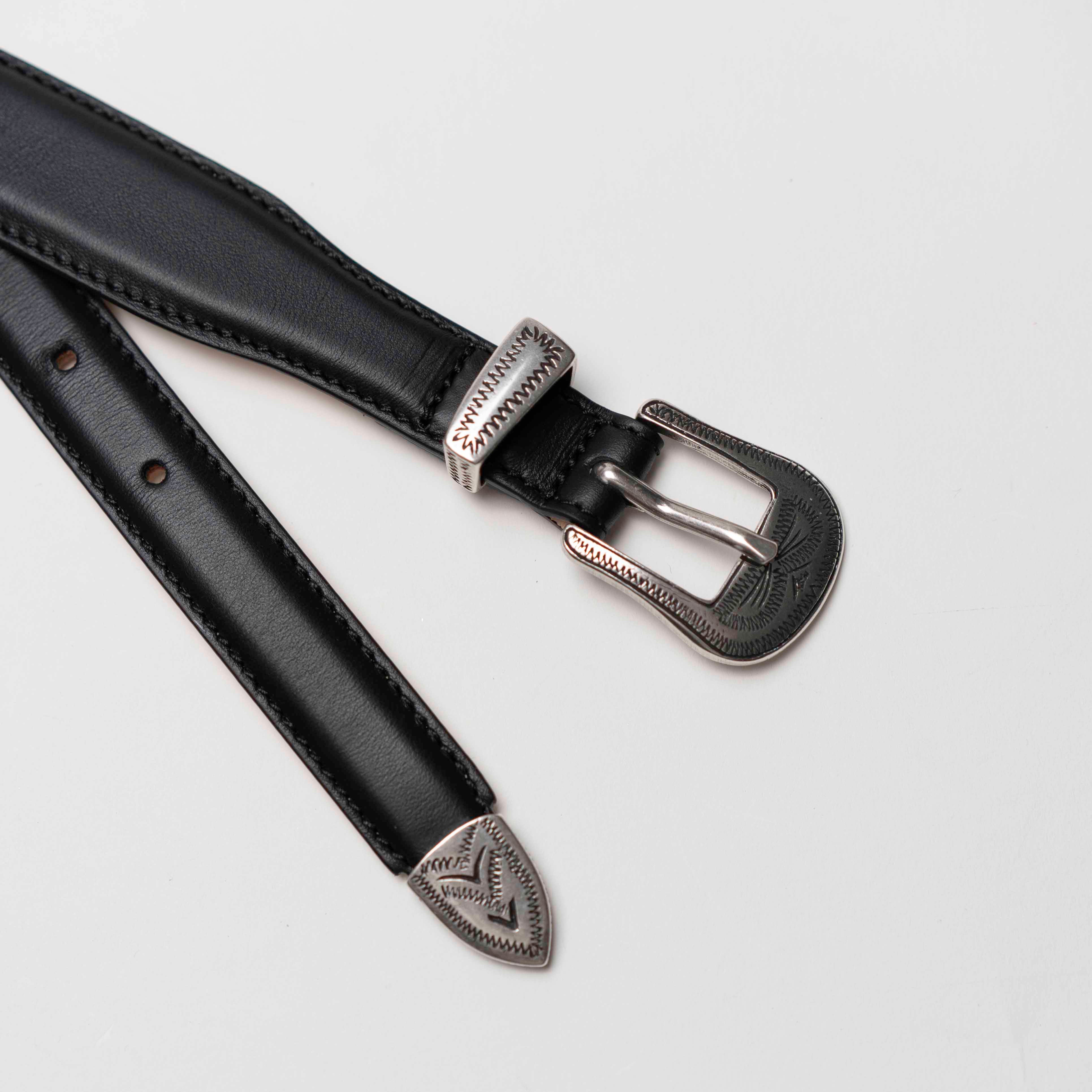 Carter - Ceinture Western en Cuir Noir