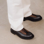 Charger l'image dans la galerie, Logger Boots - Chaussures Work Boots Cuir grainé Noir et Cuir gras Marron
