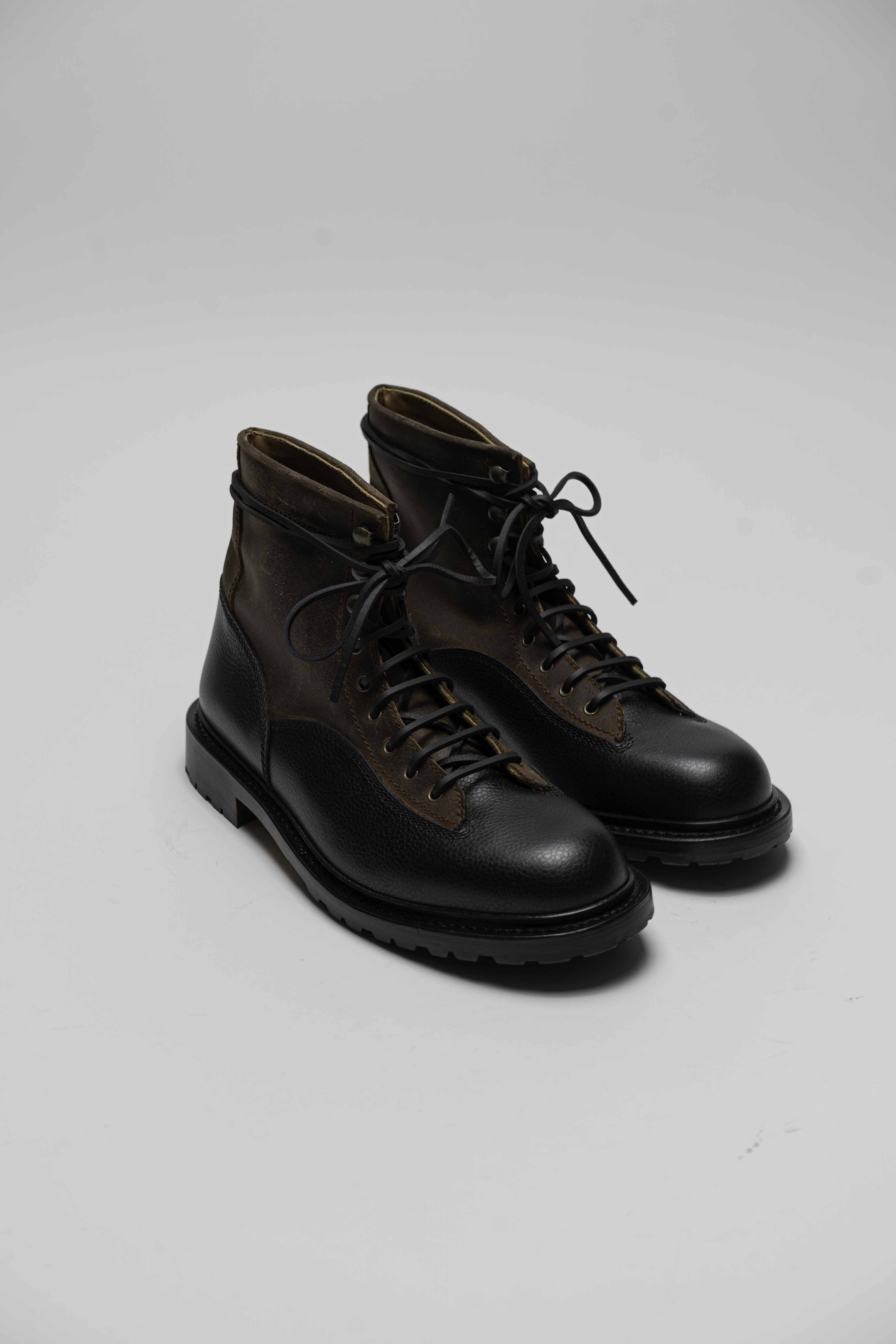 Logger Boots - Chaussures Work Boots Cuir grainé Noir et Cuir gras Marron