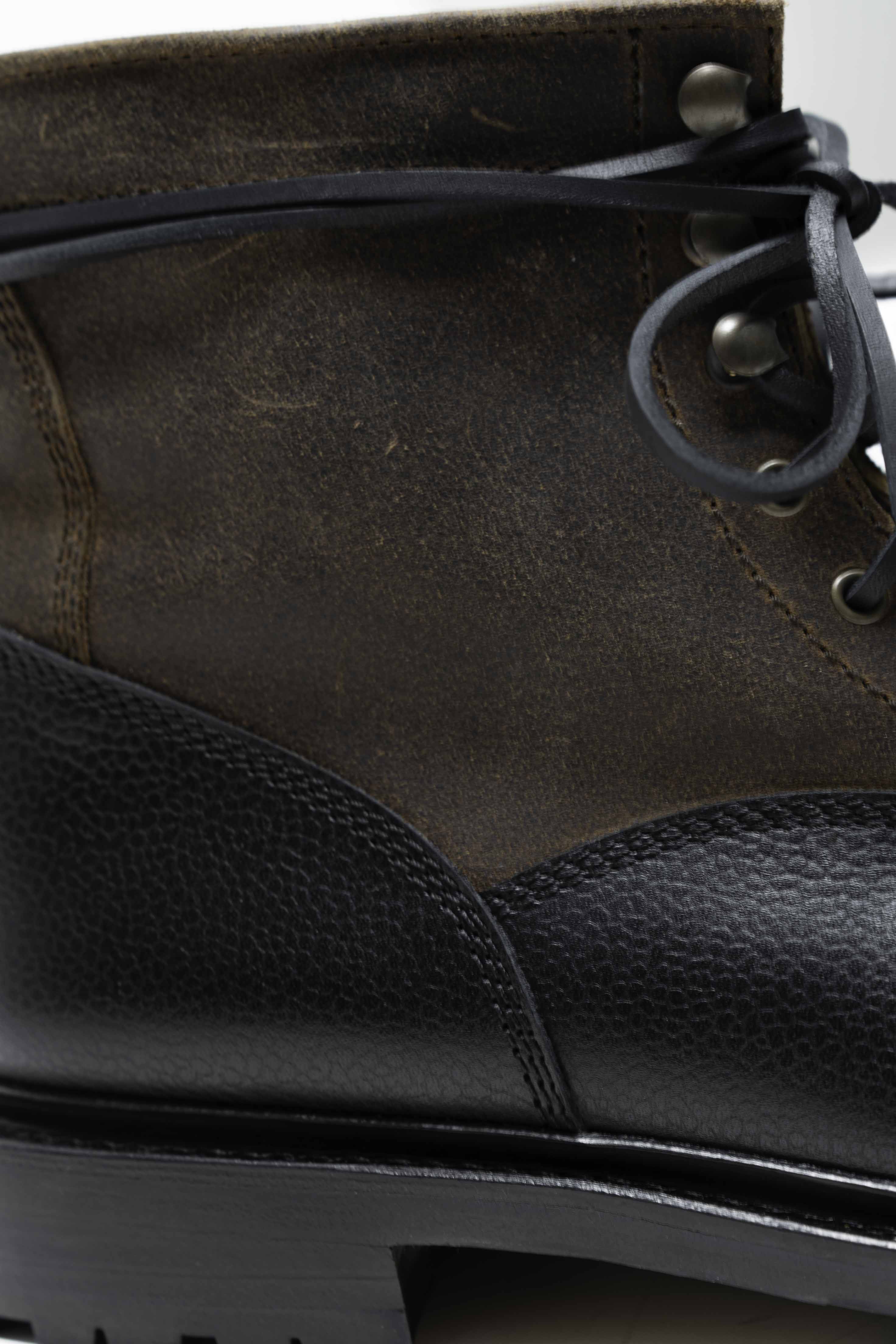 Logger Boots - Chaussures Work Boots Cuir grainé Noir et Cuir gras Marron