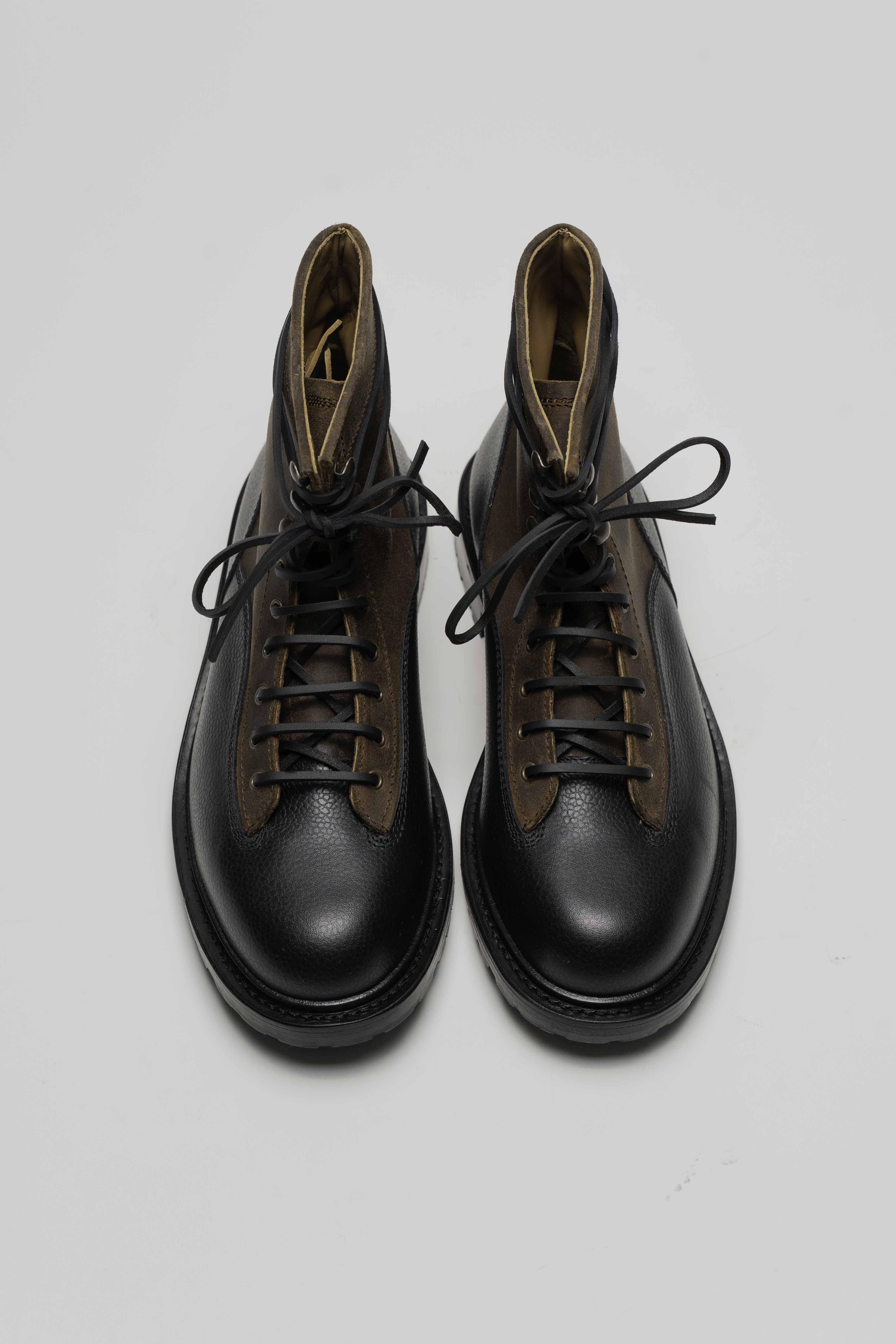 Logger Boots - Chaussures Work Boots Cuir grainé Noir et Cuir gras Marron