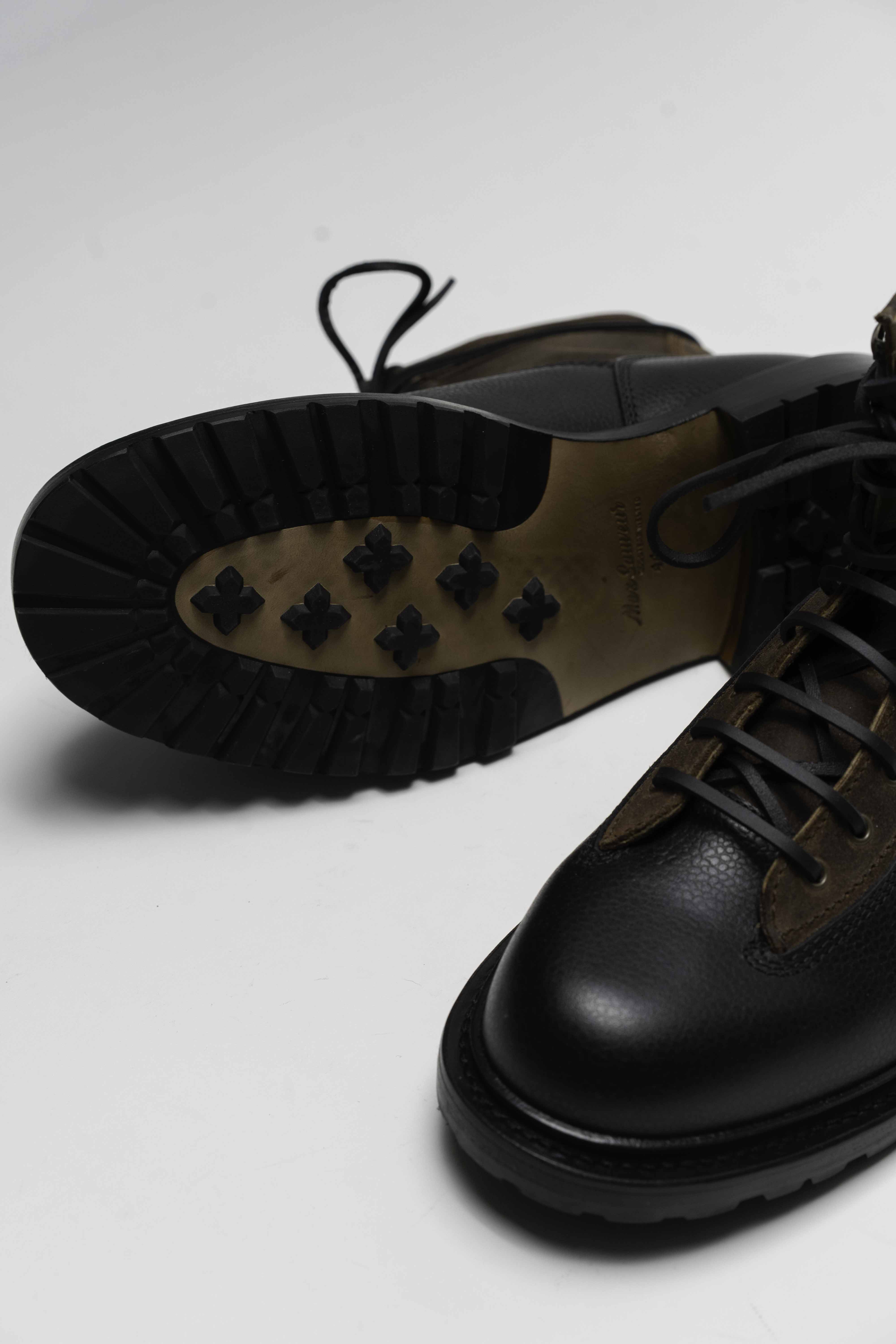 Logger Boots - Chaussures Work Boots Cuir grainé Noir et Cuir gras Marron