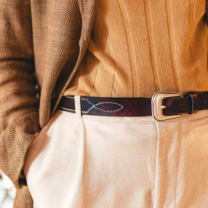 Travis - Ceinture Western en Cuir de veau Marron