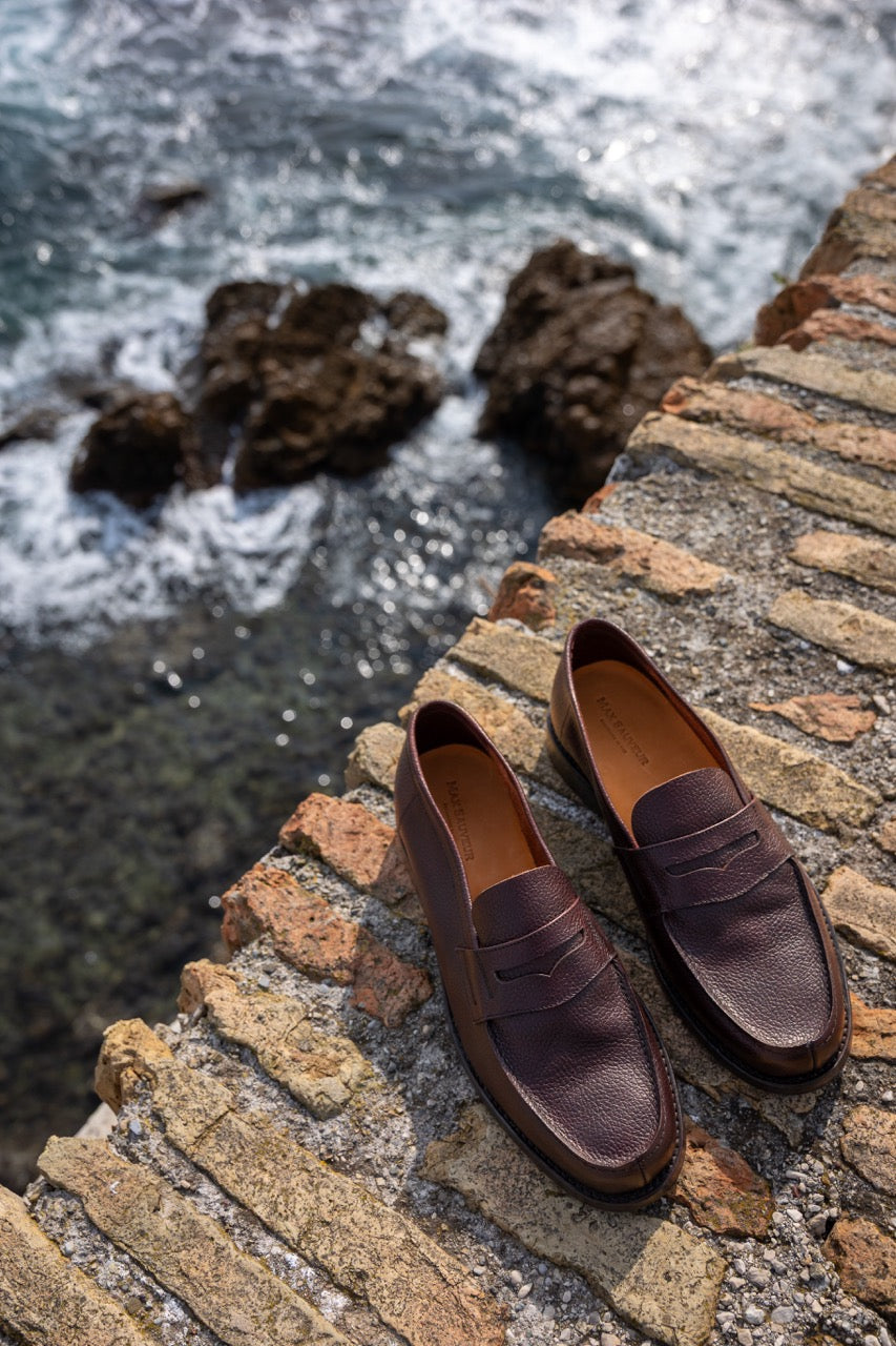 Peter A. - Chaussures Mocassin Cuir Grainé Bordeaux