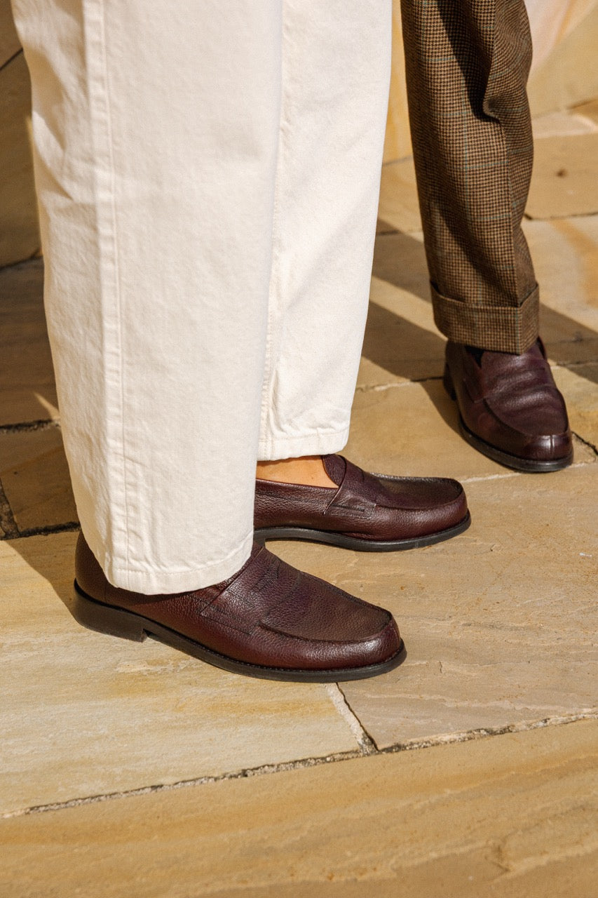 Peter A. - Chaussures Mocassin Cuir Grainé Bordeaux