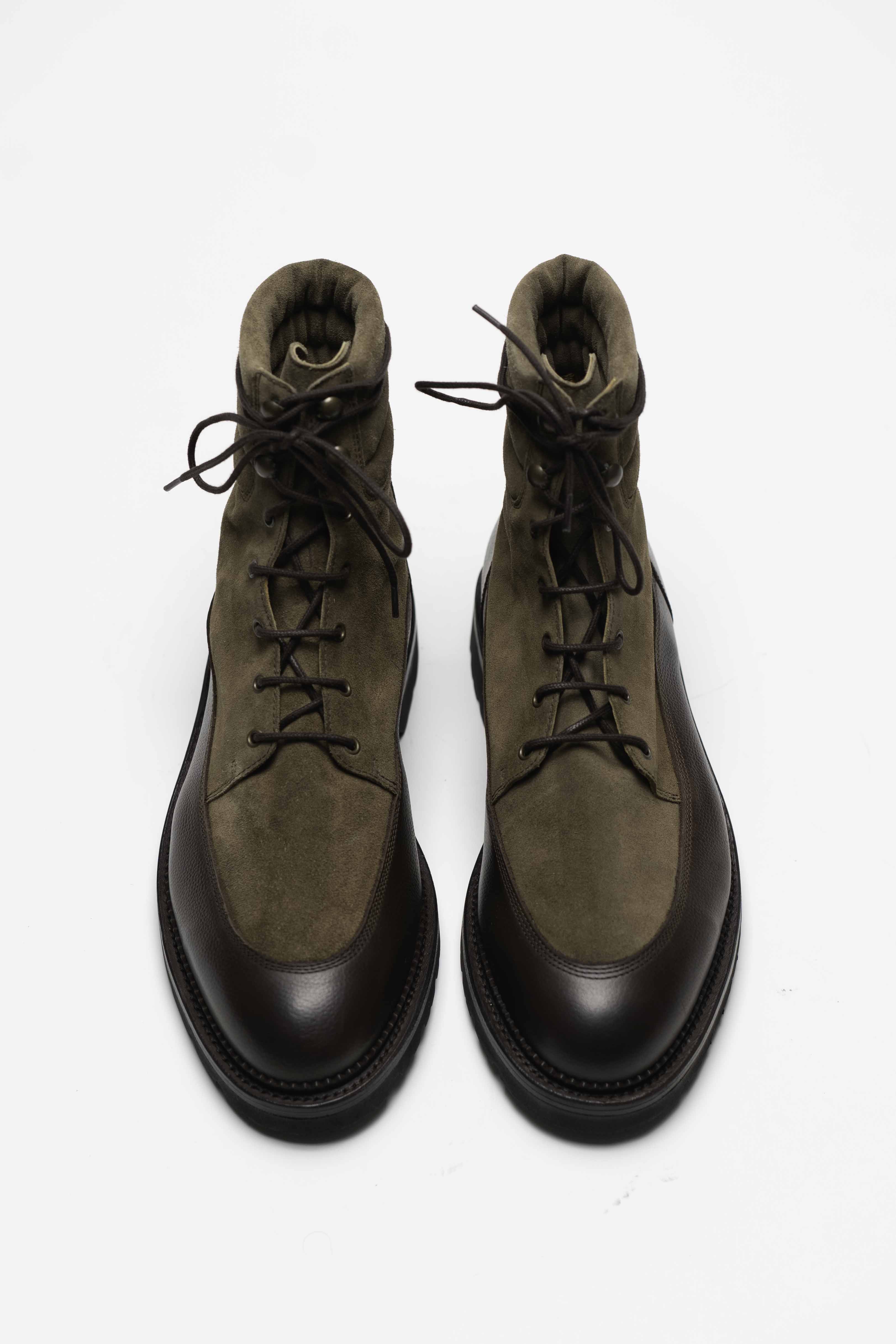 Miller - Chaussures Boots Cuir Grainé Marron et Suede Taupe