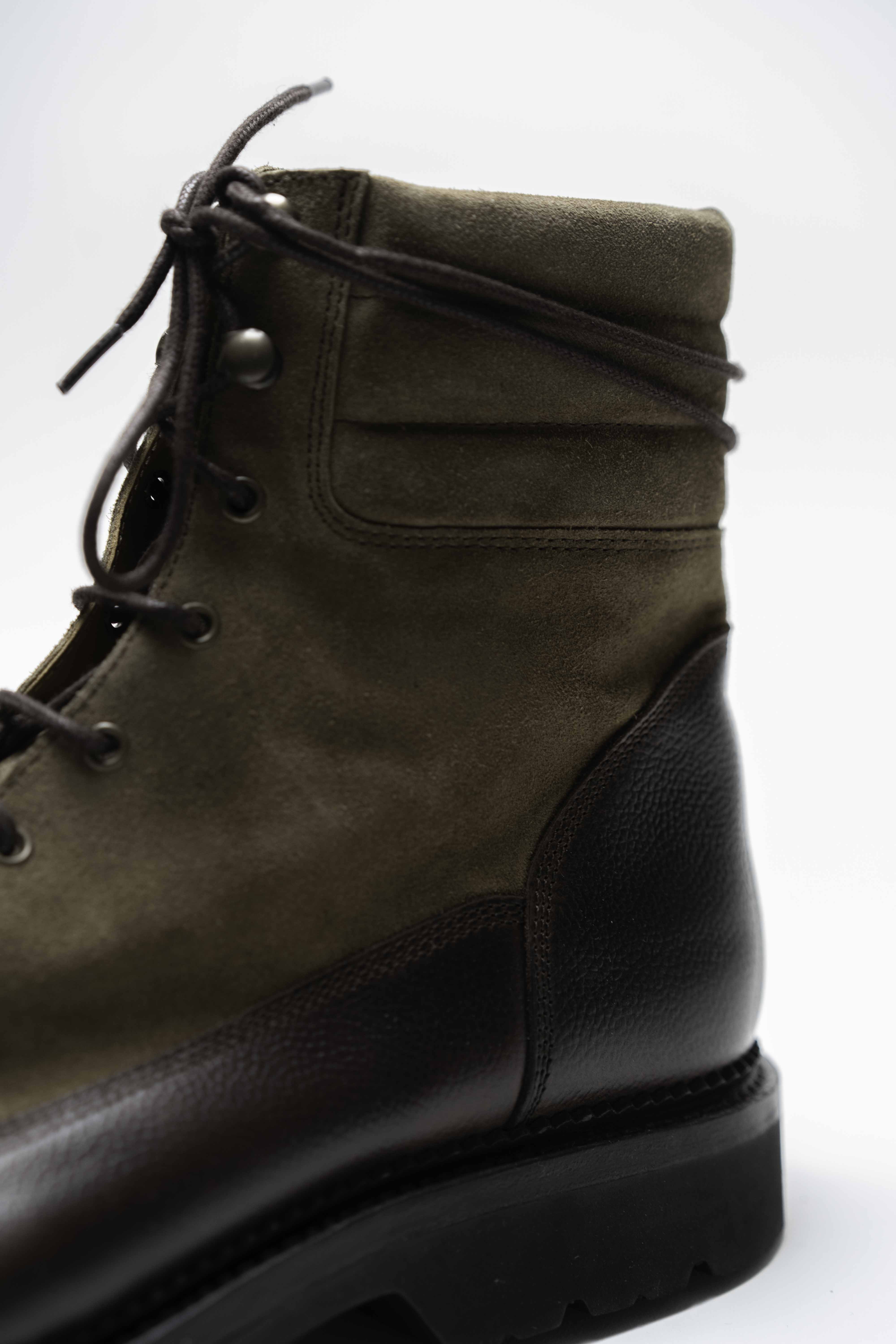 Miller - Chaussures Boots Cuir Grainé Marron et Suede Taupe