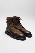 Charger l&#39;image dans la galerie, Miller - Chaussures Boots Cuir Grainé Marron et Suede Taupe
