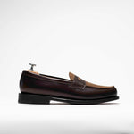 Charger l&#39;image dans la galerie, Penny Loafer - Chaussures Mocassin Cuir Marron et Daim Kaki
