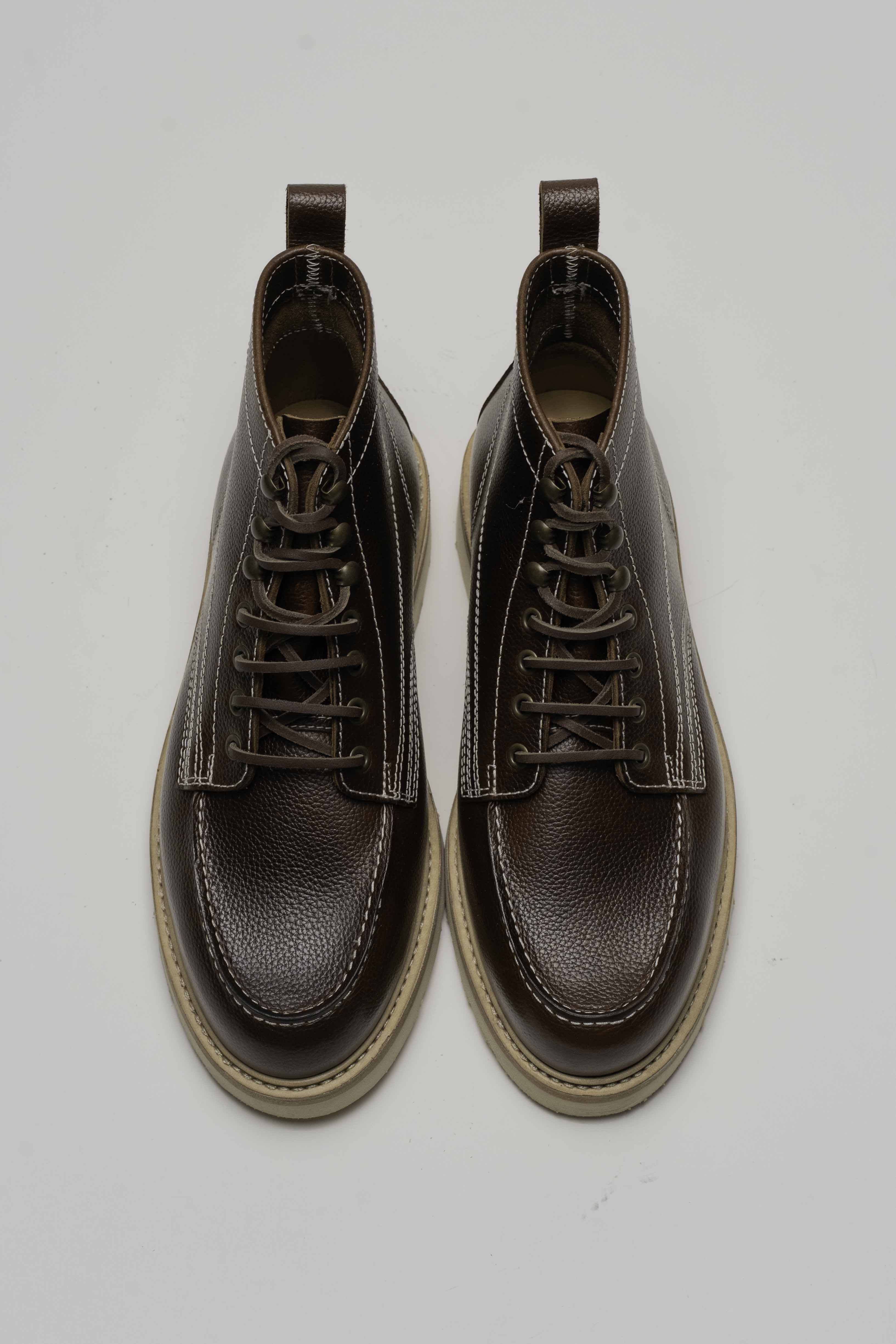 Powell - Chaussures Boots Cuir Grainé Marron