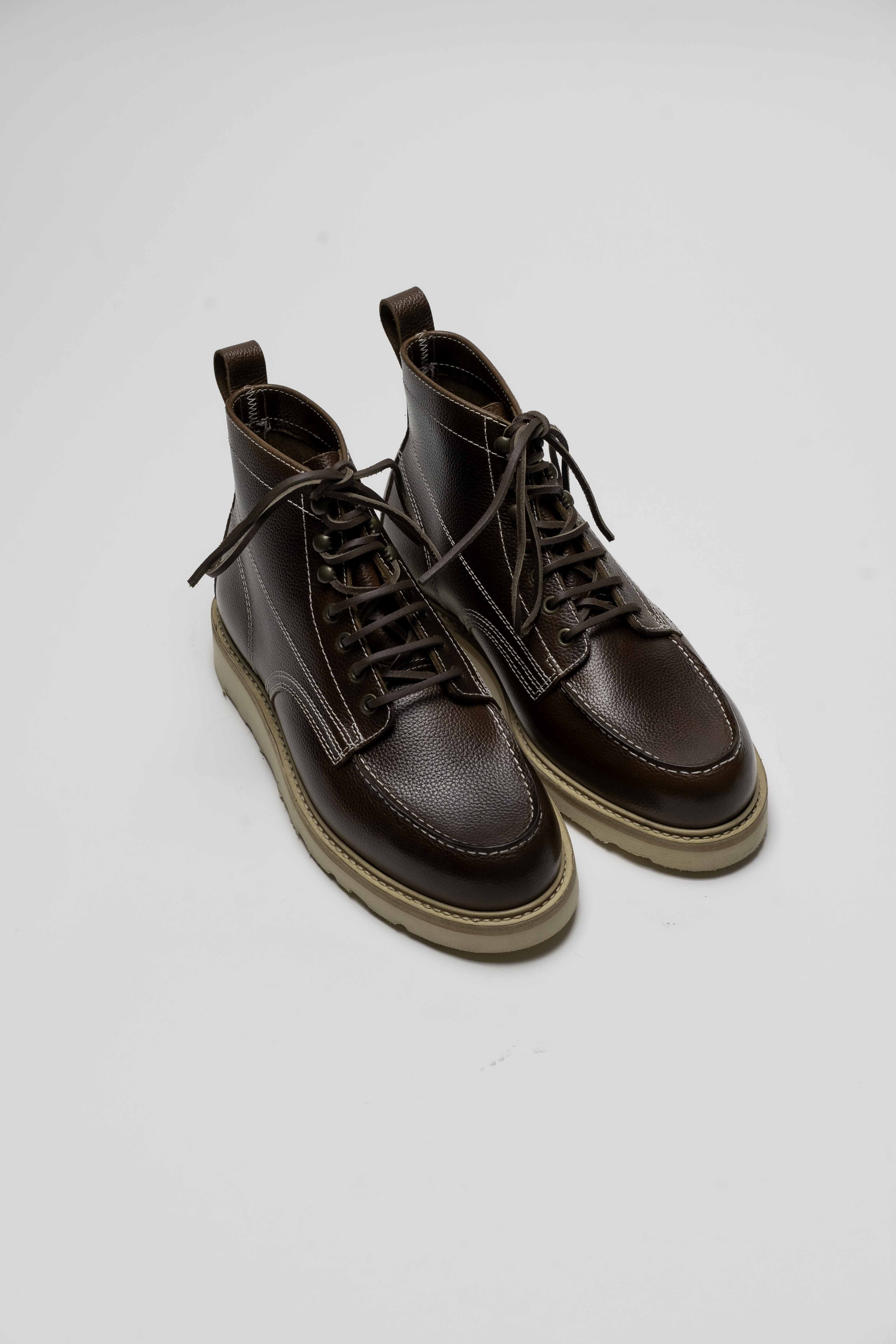 Powell - Chaussures Boots Cuir Grainé Marron